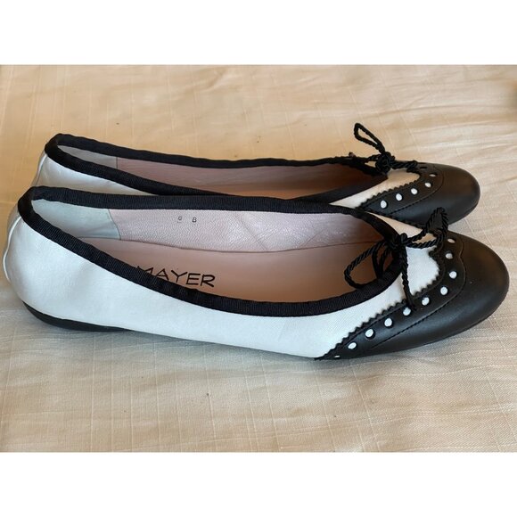 Paul Mayer flat wing tip slip on women's shoe black white size 8 excellent - Picture 4 of 8